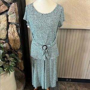 Perceptions Blue and Black Flutter Sleeve Midi Dress